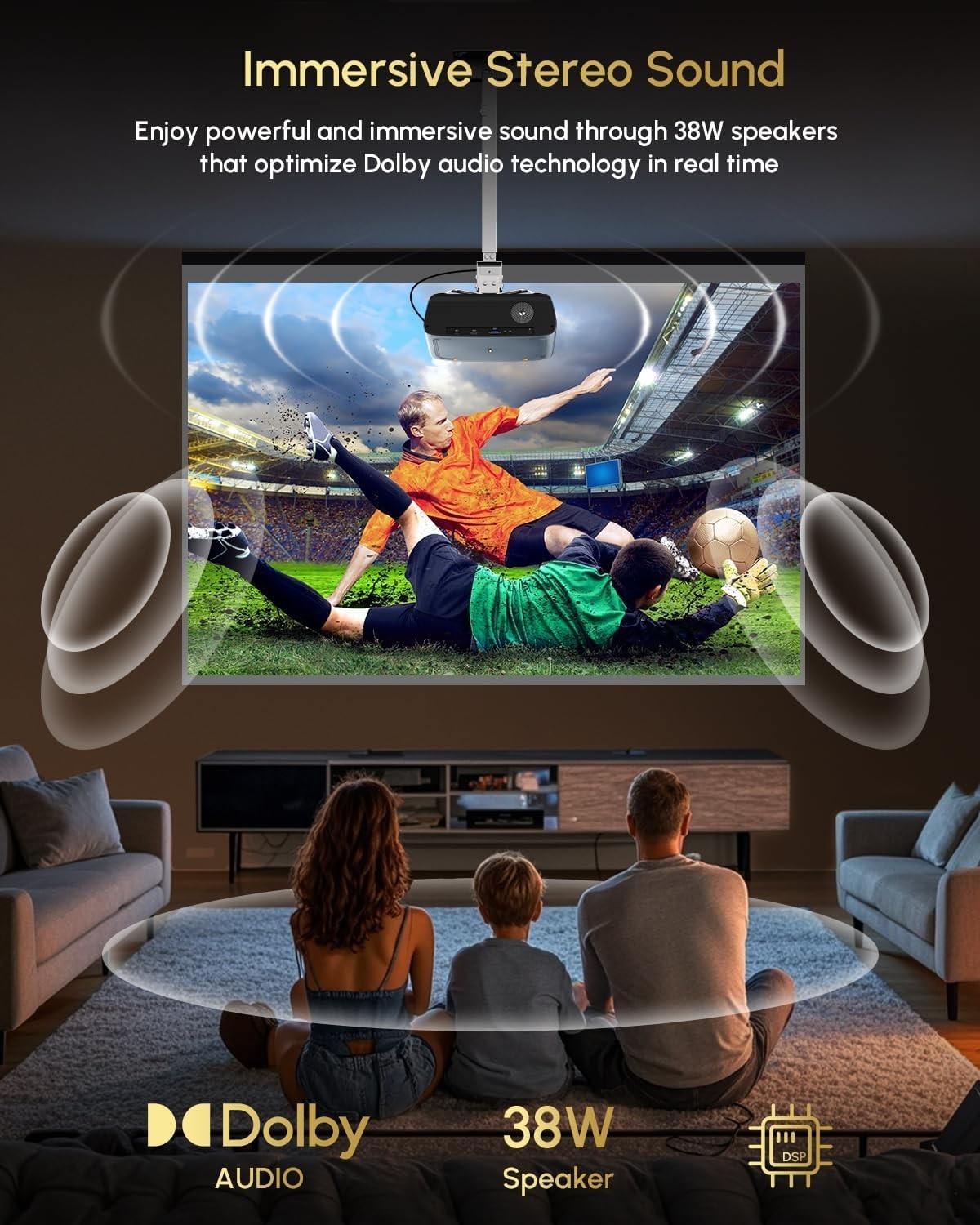 2400ANSI 4K Smart Projector Google TV WiFi6 Dolby NFC