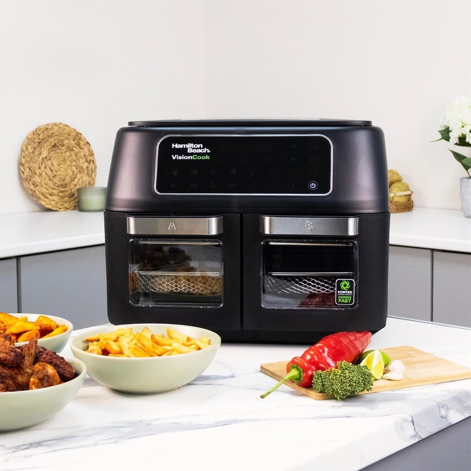 11L Dual Zone Air Fryer With Viewing Windows 10 Presets Smart Finish 2400W