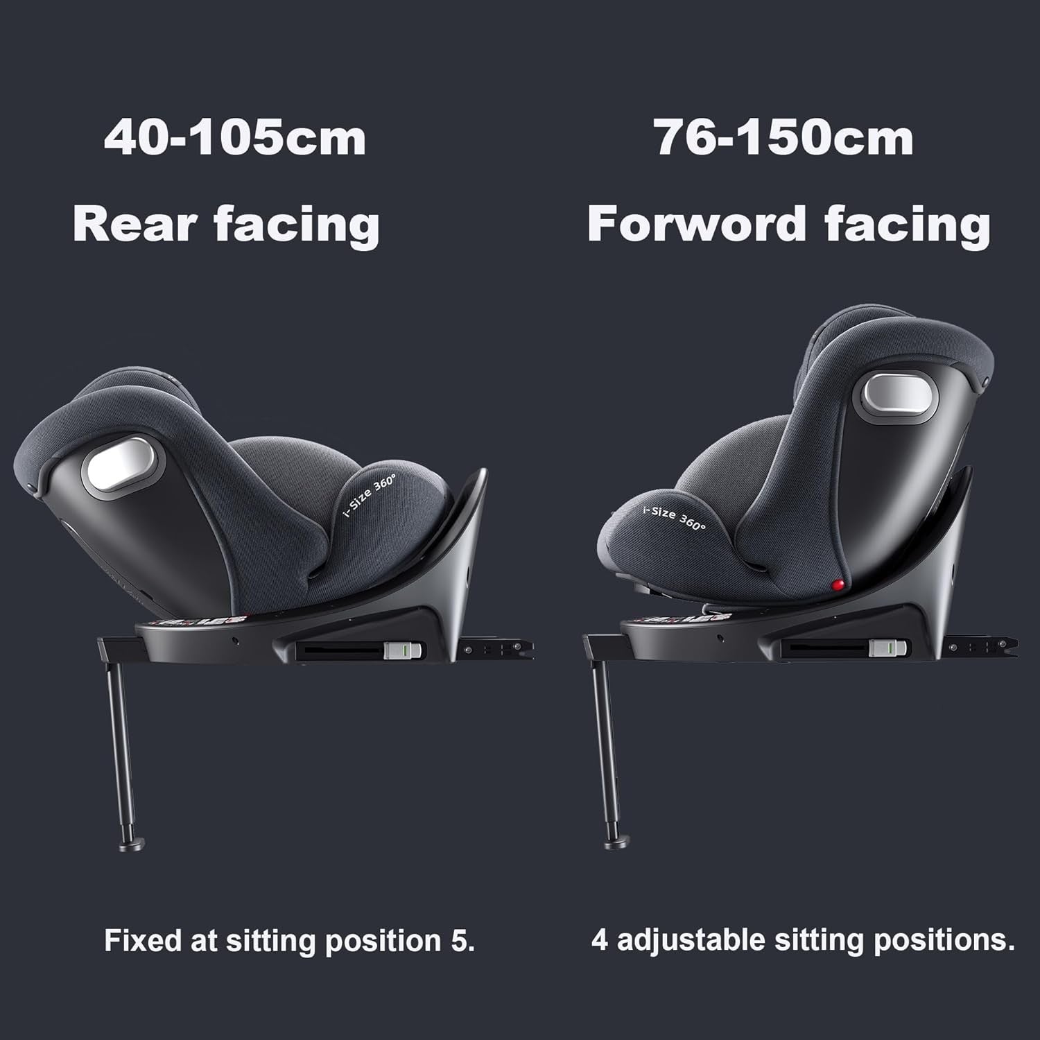 360° Swivel i-Size Baby Car Seat ISOFIX 40–150cm Newborn to 12 Years