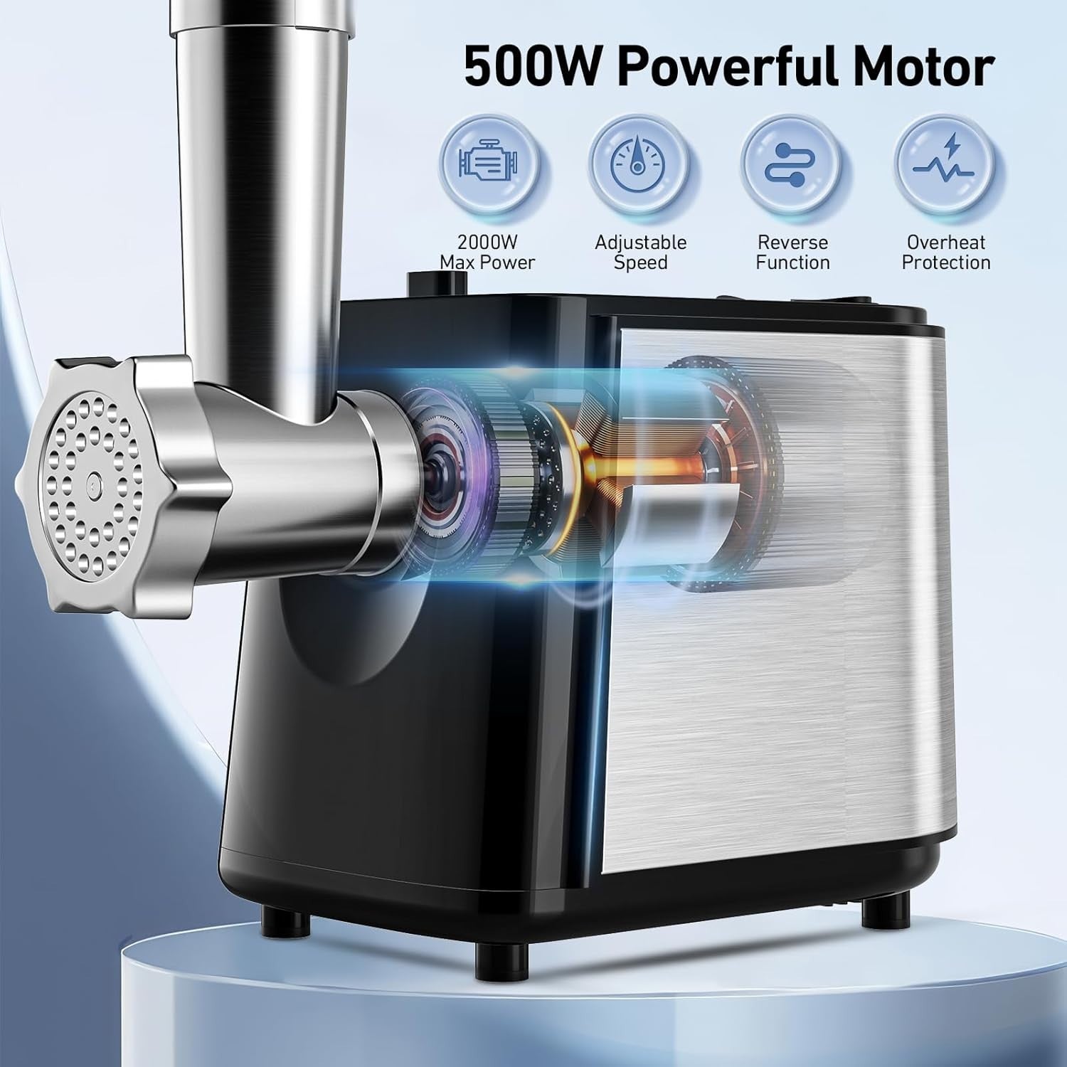 2000W Electric Meat Grinder Sausage Maker Mincer 3 Plates Slicers