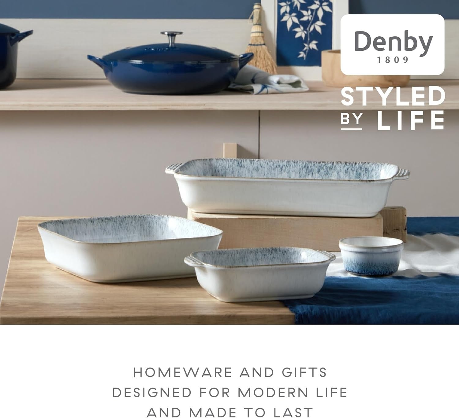 4 Pcs kiln Blue Stoneware Ramekins 170ml Oven Microwave Dishwasher Safe