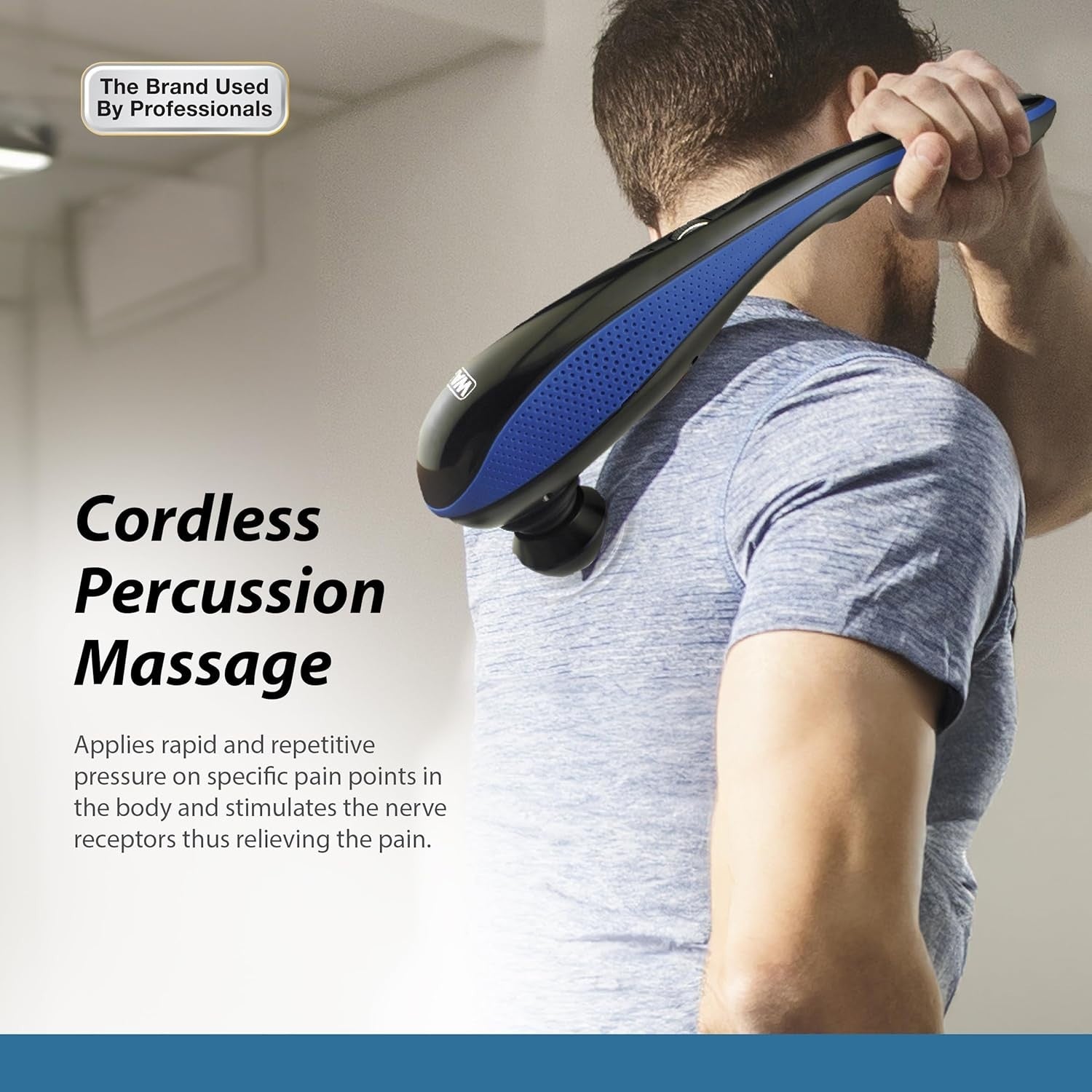 Deep Tissue Back Massager with Long Handle Cordless Muscle Pain Relief Tool