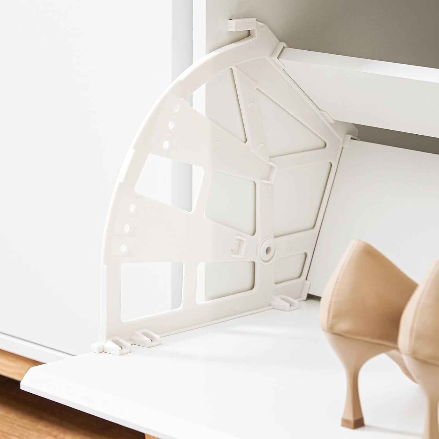 White Shoe Storage Bench with Cushion & Flip Drawer Hallway Cabinet 60x34x55cm