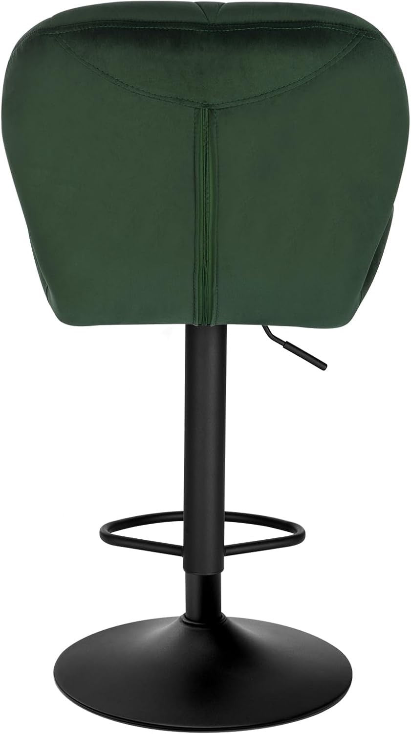 Dark Green Velvet Adjustable Swivel Bar Stool with Back Kitchen Island