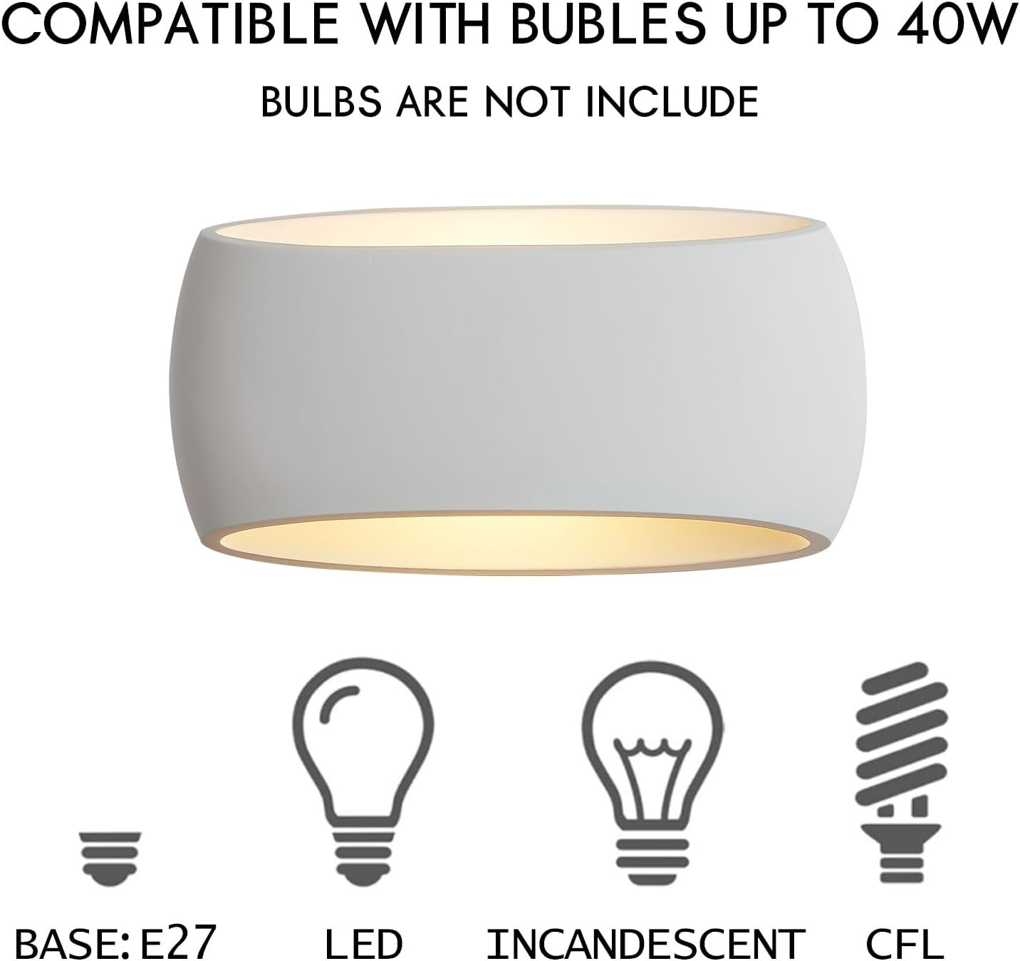 Modern Wall Uplighters White Plaster Indoor Lights 2 Pack | Up Down Lamps