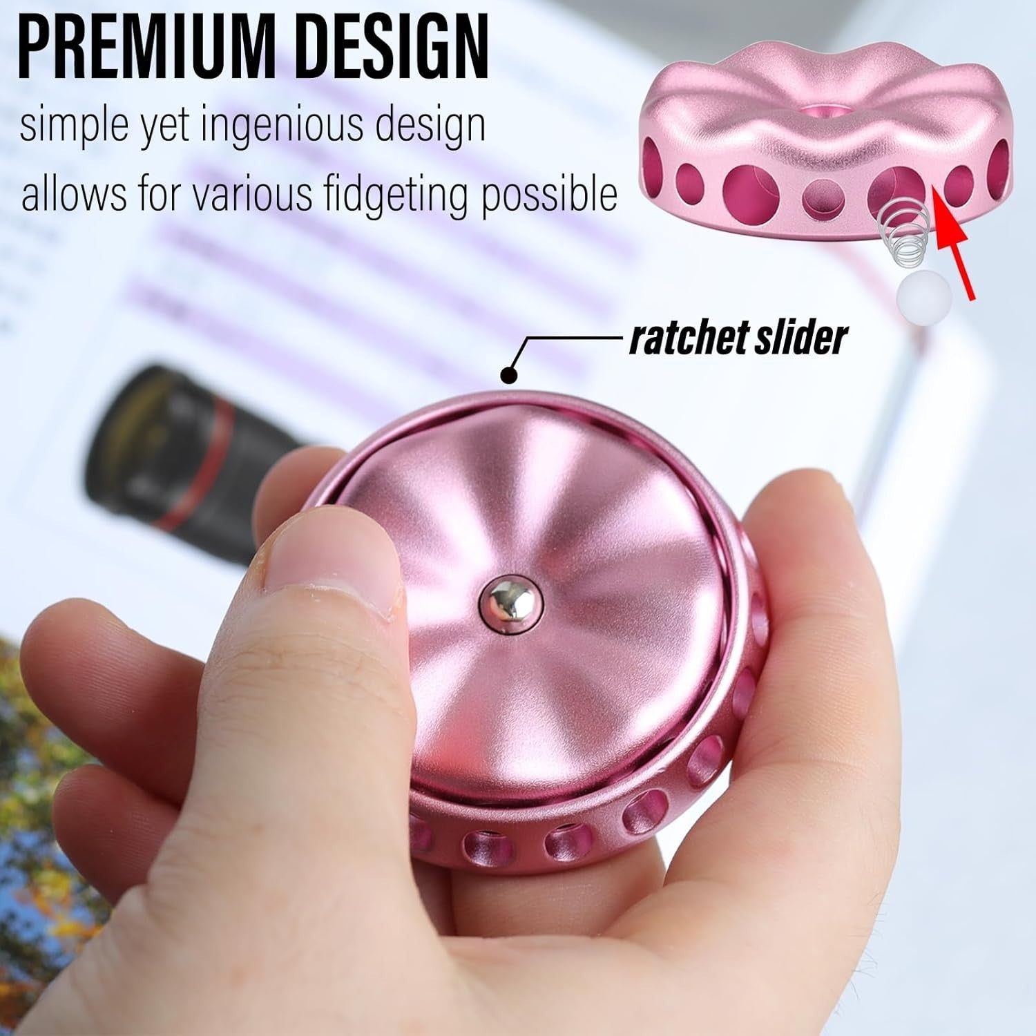 Pink Flower Metal Fidget Spinner Silent DIY Coin Top Slider