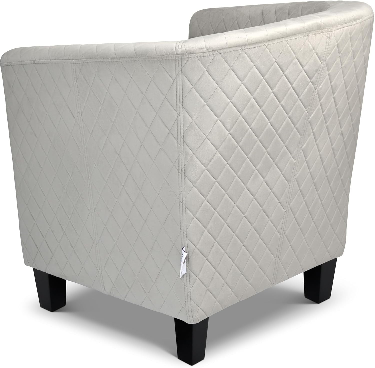 Grey Velvet Tub Chair Studded Accent Armchair Retro Lounge Seat