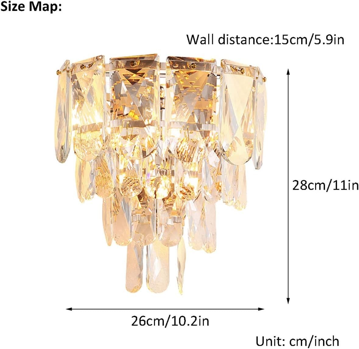 Gold Crystal Wall Light E14 Modern Sconce for Bedroom Hotel Hallway