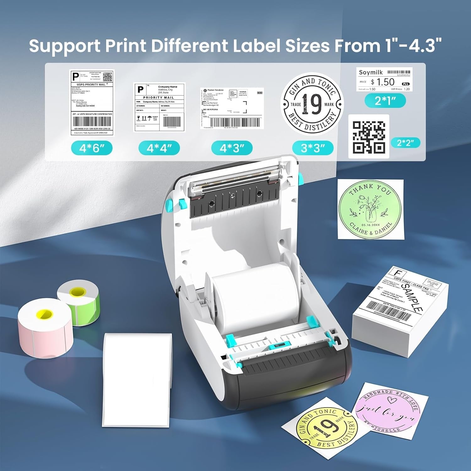 Bluetooth 4x6 Shipping Label Printer Thermal Postage