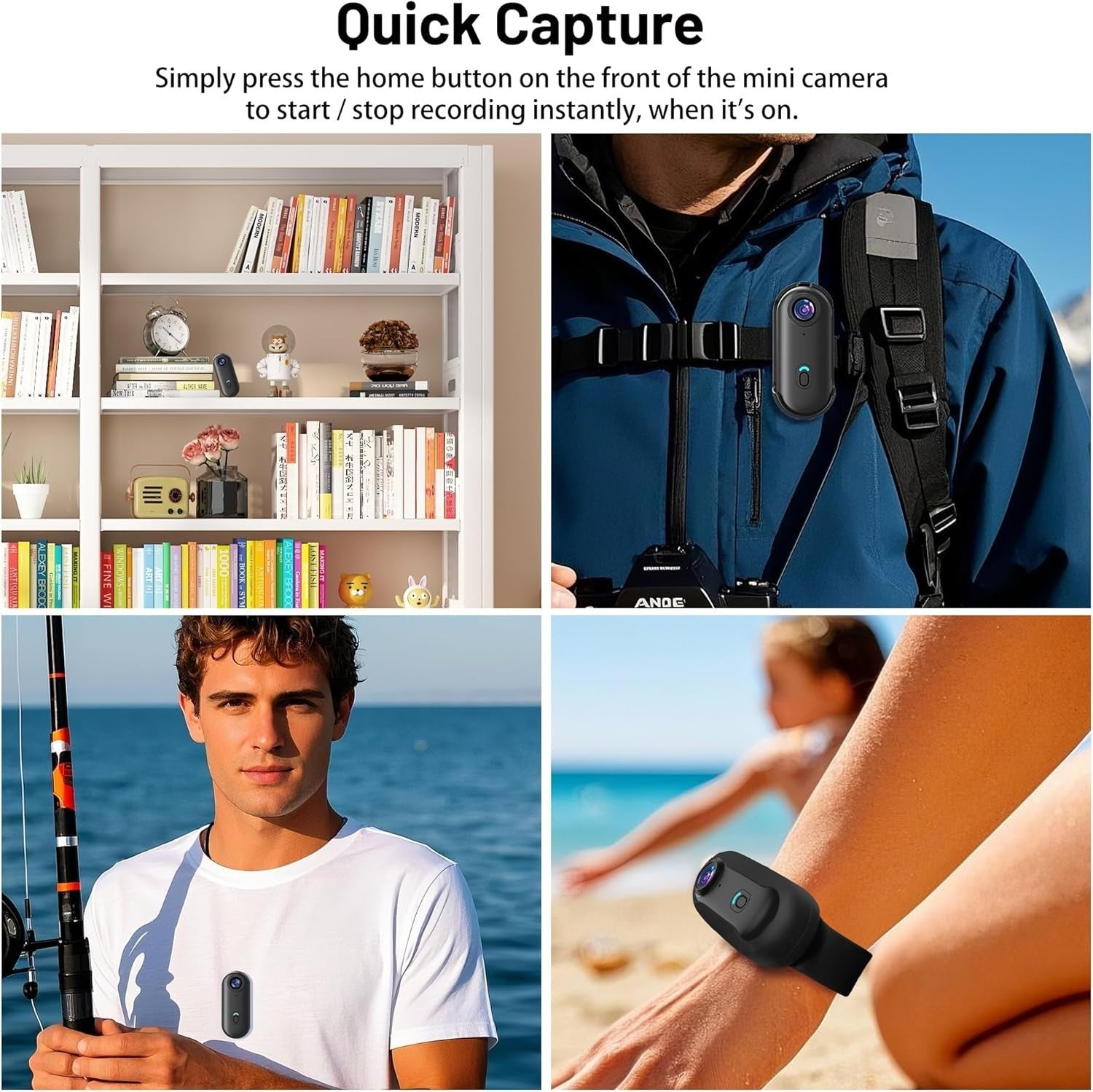 4K Mini POV Camera WiFi Body Cam Waterproof Action Cam 64GB Wide Angle