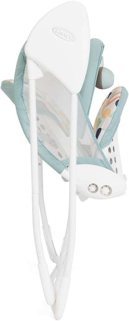 Compact Baby Swing with 2 Speeds Recline Toy Bar Foldable Seat 0-6m Green