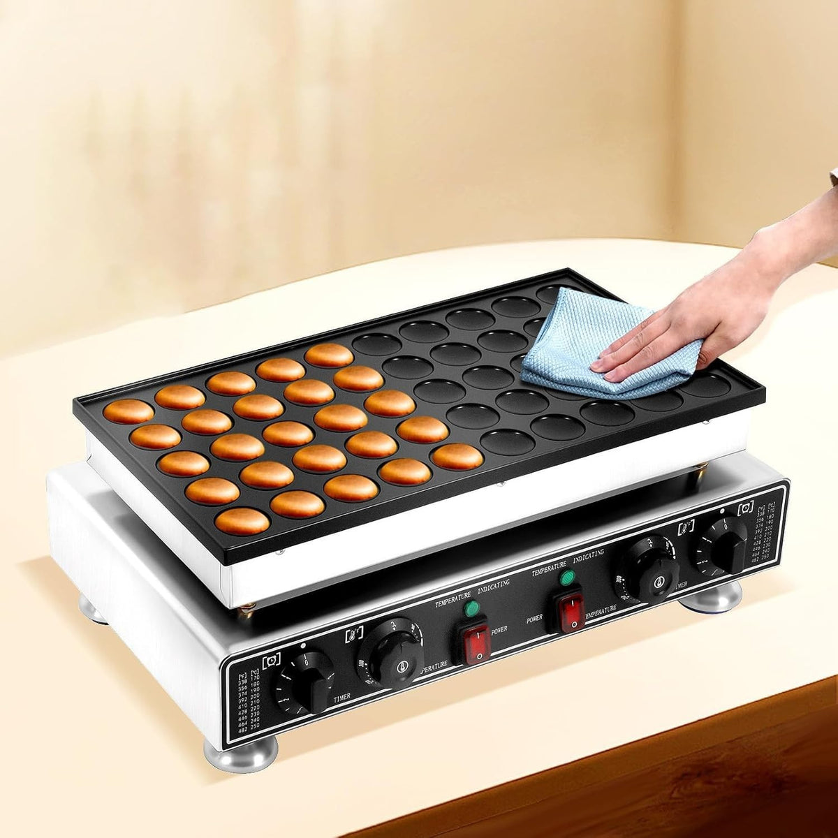 50-Hole Electric Mini Pancake Maker 1800W Non-Stick Dutch Muffin