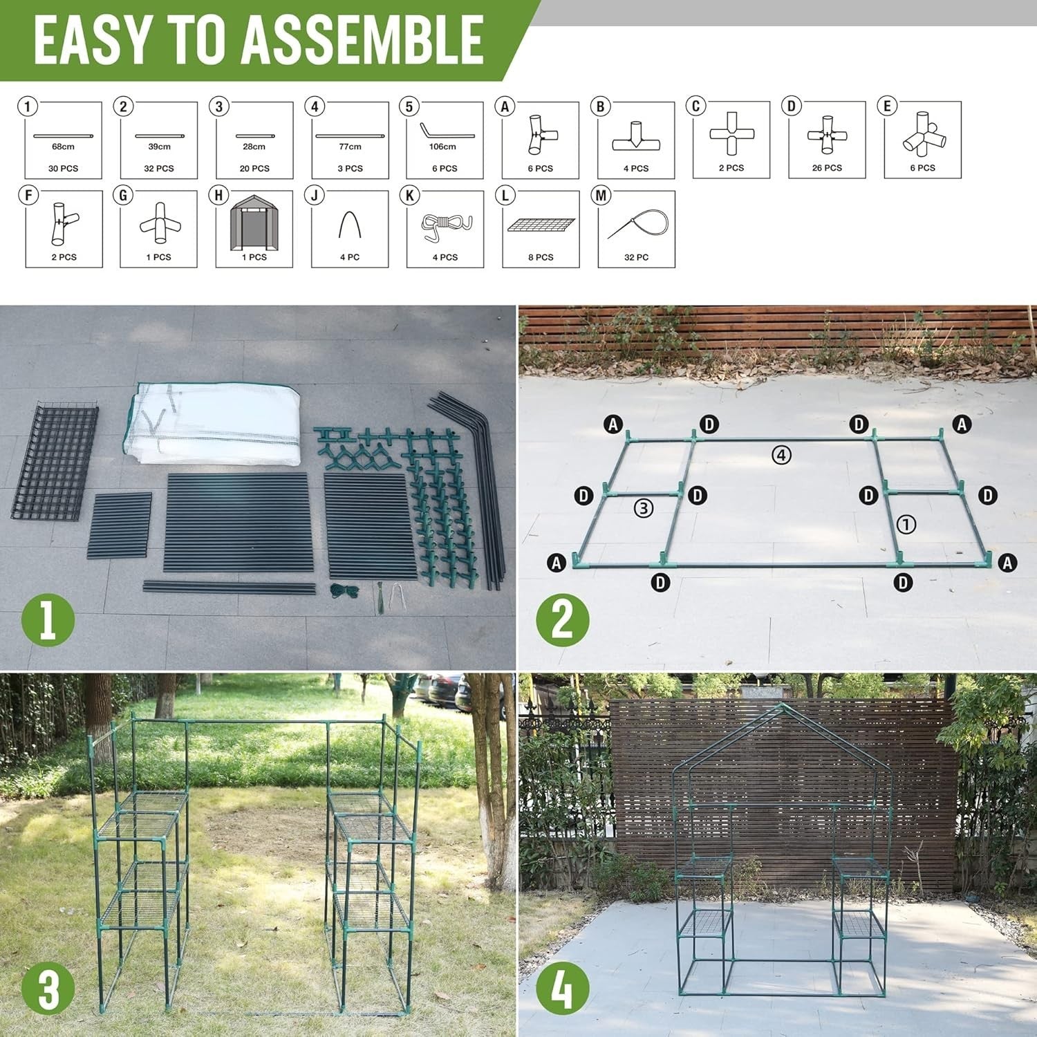 Large Walk-In Greenhouse 8 Shelves | Waterproof PE Cover | Roll-Up Door
