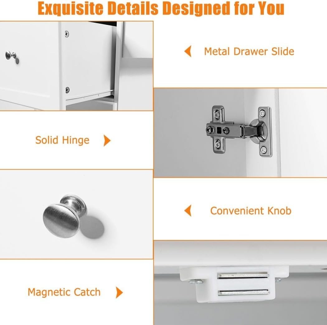 136cm Rolling Kitchen Island Stainless Steel Top