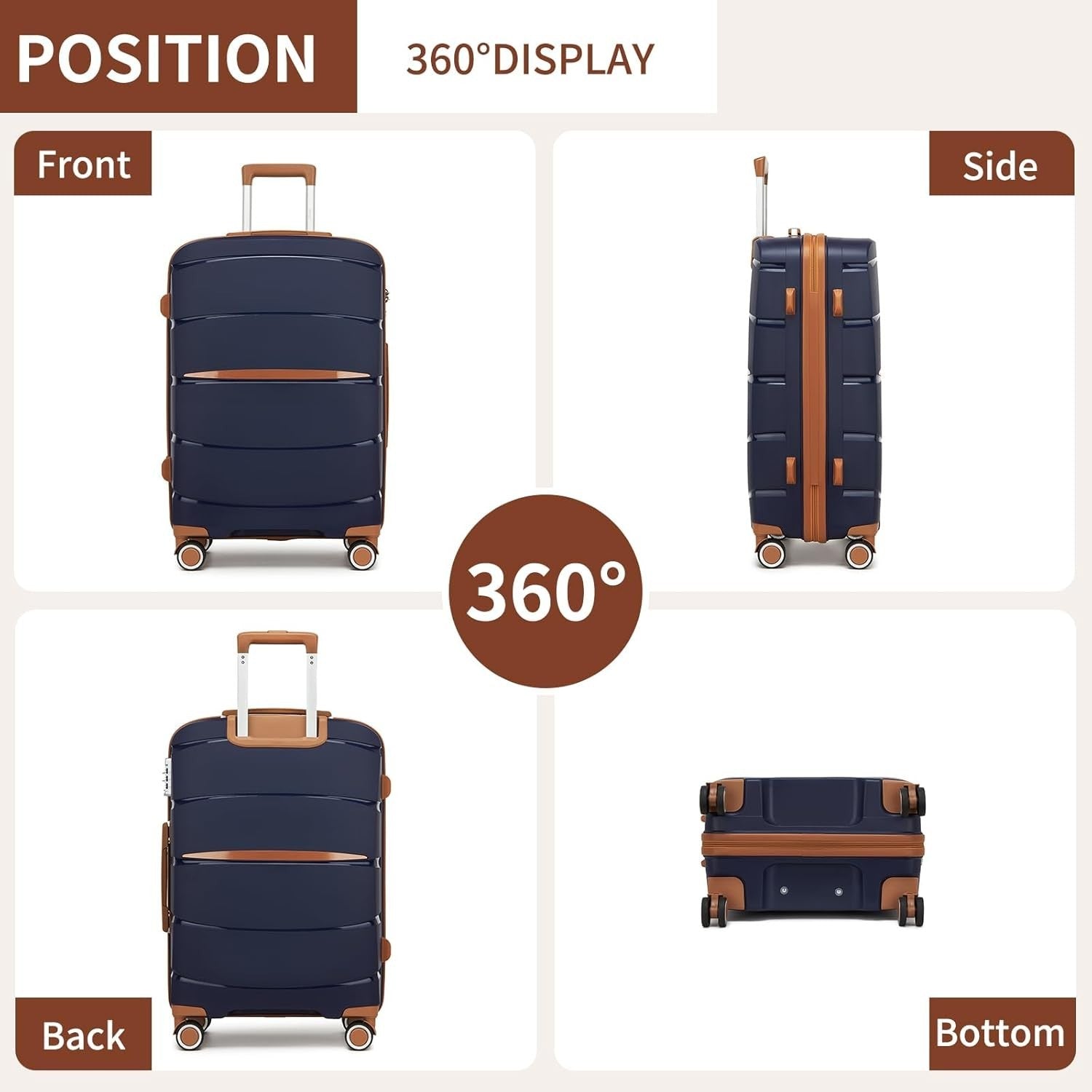 28” Large Lightweight Hard Shell Suitcase Spinner Wheels TSA Lock PP Luggage