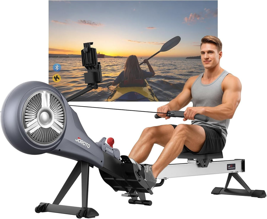 Foldable Air Magnetic Rowing Machine 10-Level Resistance Bluetooth Smart Monitor