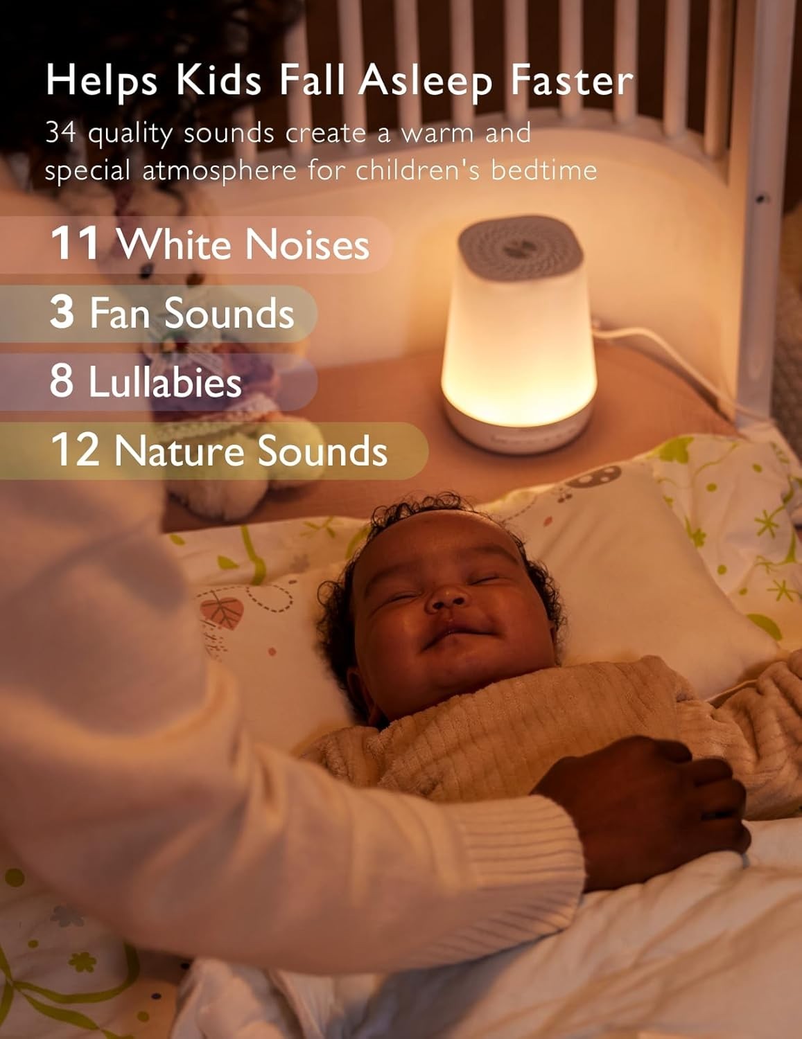 Baby White Noise Machine | 34 Soothing Sounds + Night Light & Timer