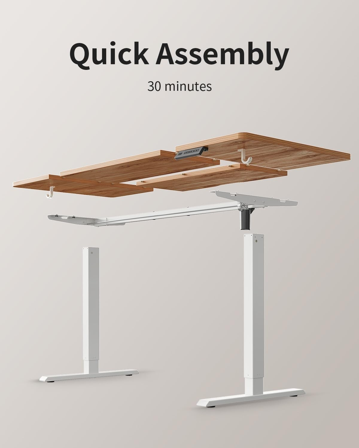 Light Brown 160x80cm Electric Standing Desk with 4 Memory Presets & Quiet Lift