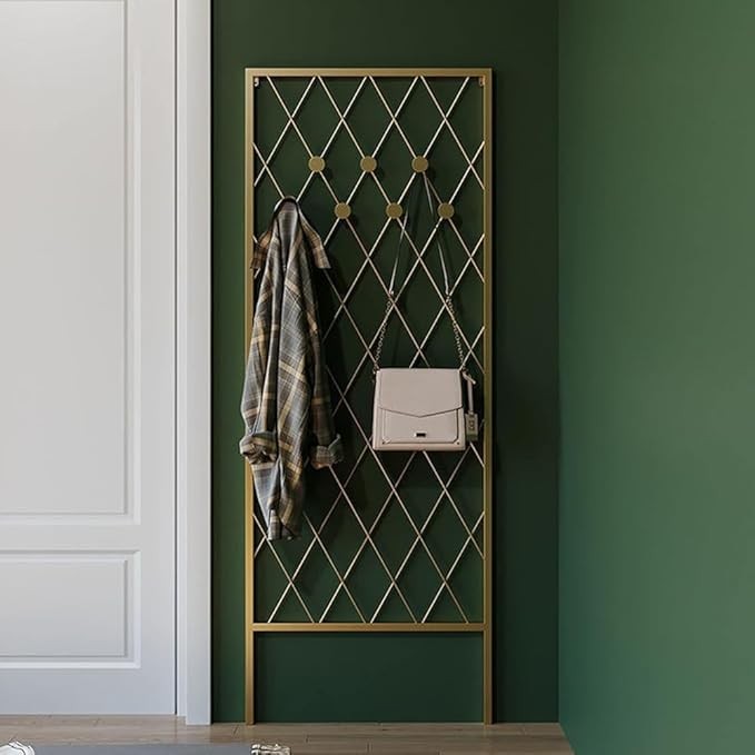 Modern Gold Metal Garment Rack | Corner Coat & Hat Stand for Entryway