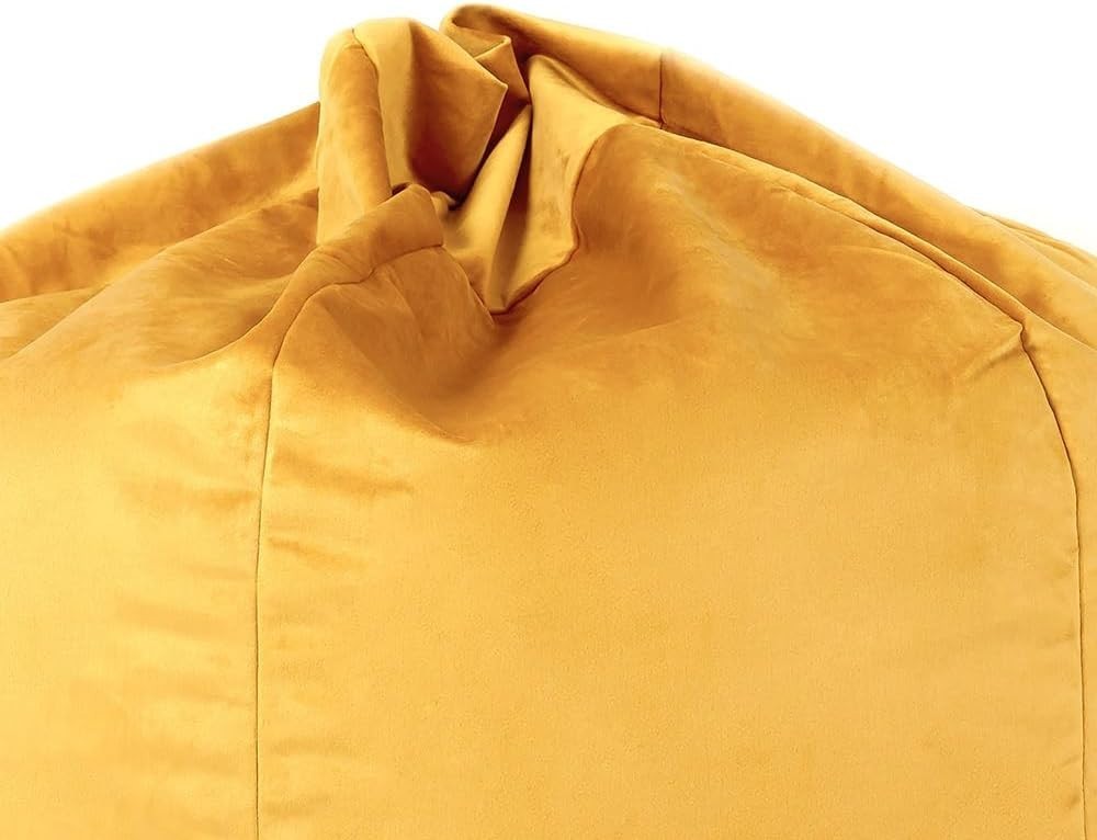 Large Velvet Bean Bag Chair Ochre Yellow Adult Seat Lounge Sofa Indoor