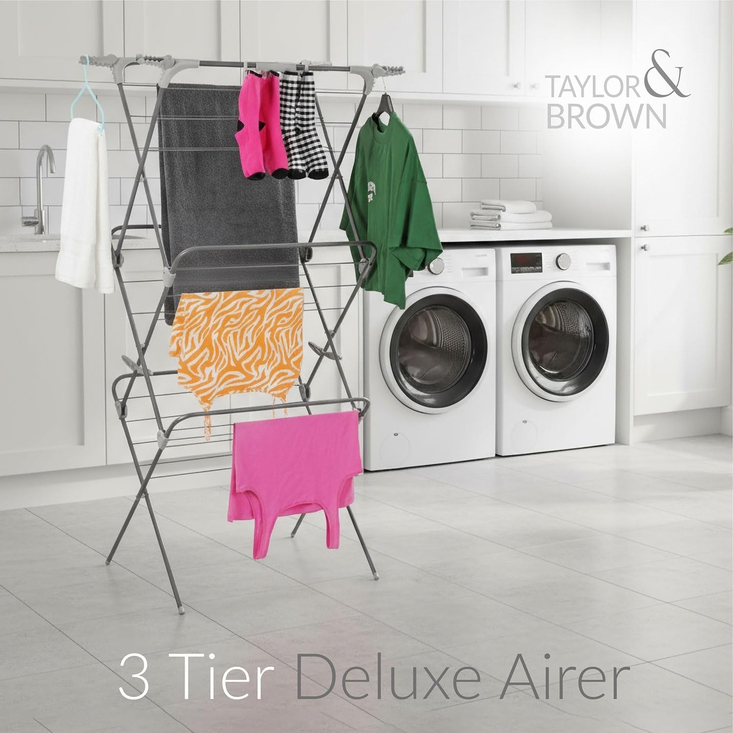 3 Tier Clothes Airer Folding Drying Rack 27m Large Indoor Outdoor Laundry
