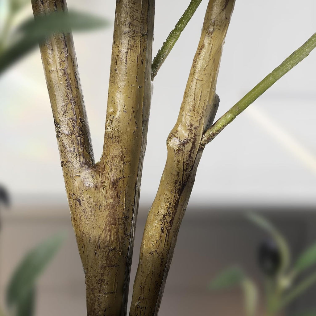 6FT Faux Olive Tree with White Pot Natural Wood Trunk Tall Indoor Floor Decor