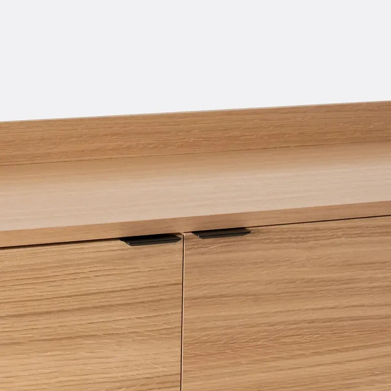 Modern Oak 3-Door Sideboard with Black Metal Legs – Wide Storage Unit