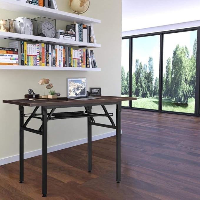 Folding Computer Desk Home Office Study Table Metal Frame Space Saving