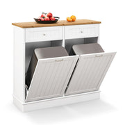 Tilt Out Kitchen Bin Cabinet Wooden Trash Hamper with Bamboo Top