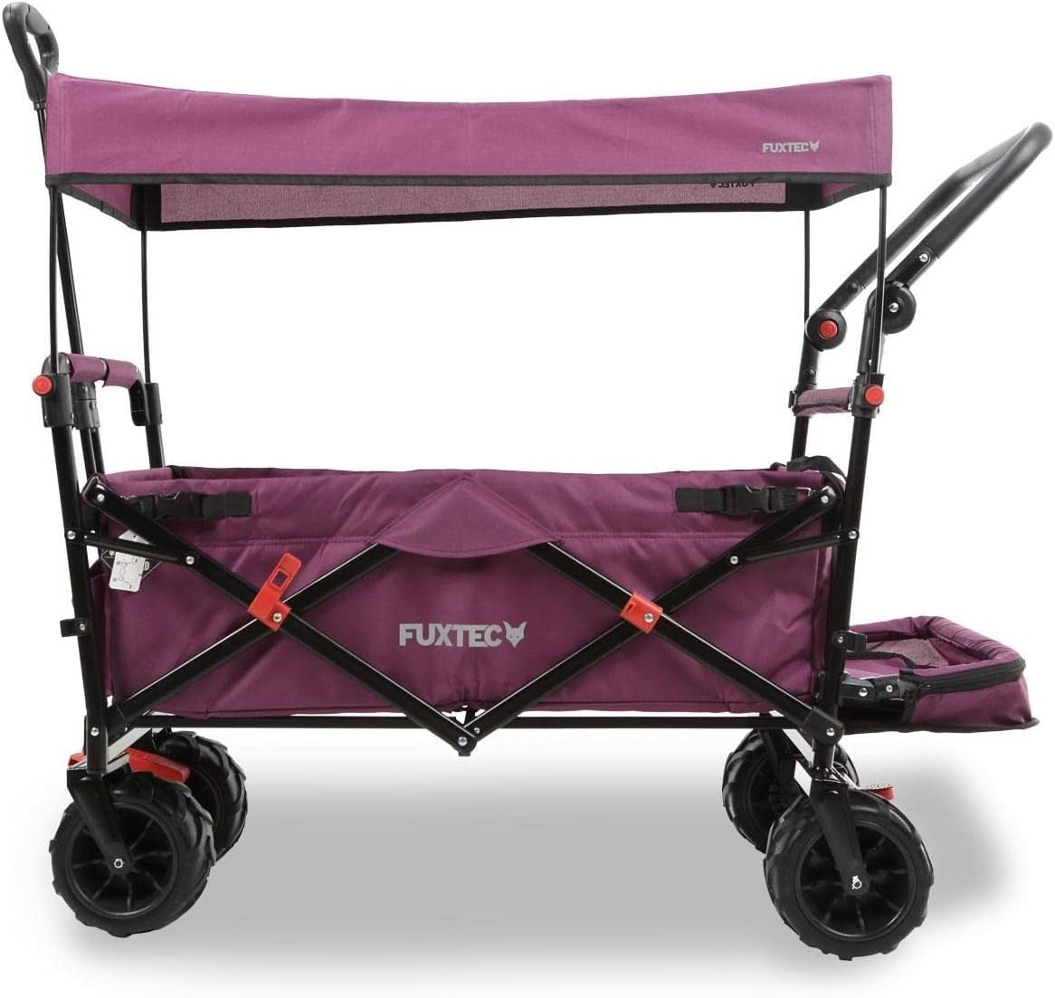 Purple Beach Wagon w/ Roof Extra-Wide Wheels Folding Cart Push Handle & Brake