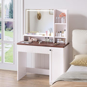 Modern Vanity Dressing Table LED Mirror Large Storage Makeup Desk Beige