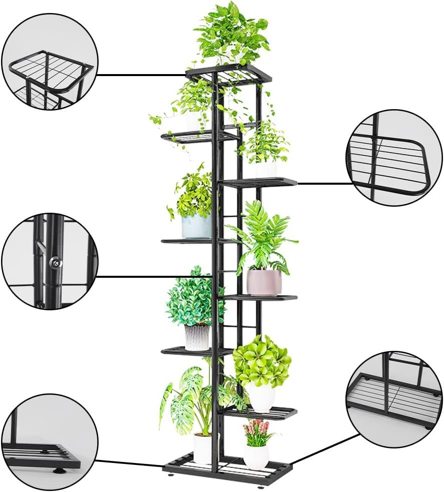 8 Tier Metal Tall Plant Stand Indoor Outdoor Flower Pot Display Rack