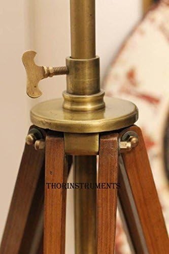 Tripod Floor Lamp with Nautical Style, Antique Brass, Adjustable 165cm
