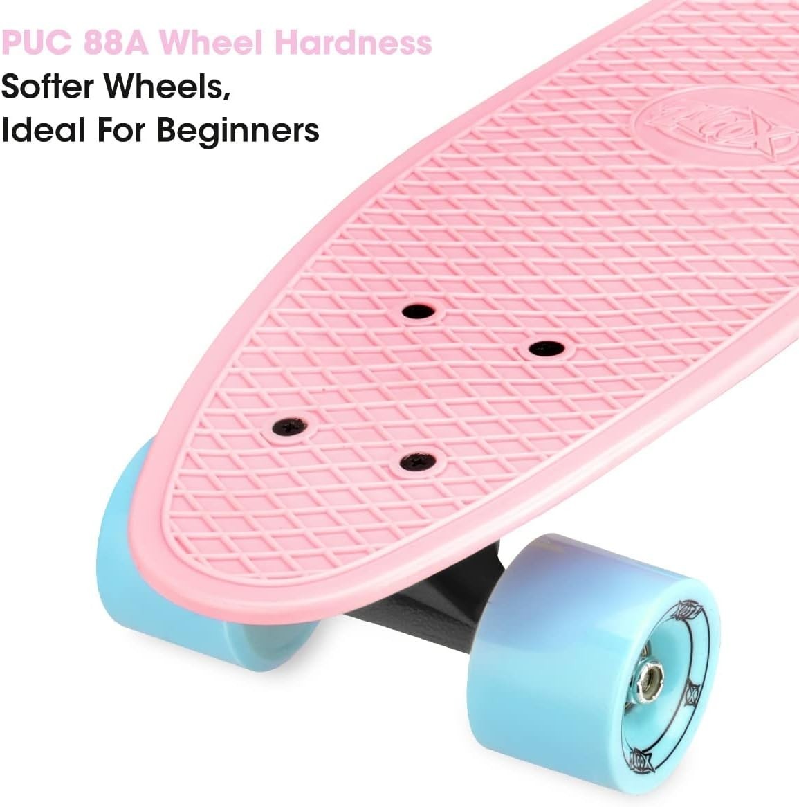 Kids Retro 22" Cruiser Skateboard Plastic Mini Board Single Kick Beginner