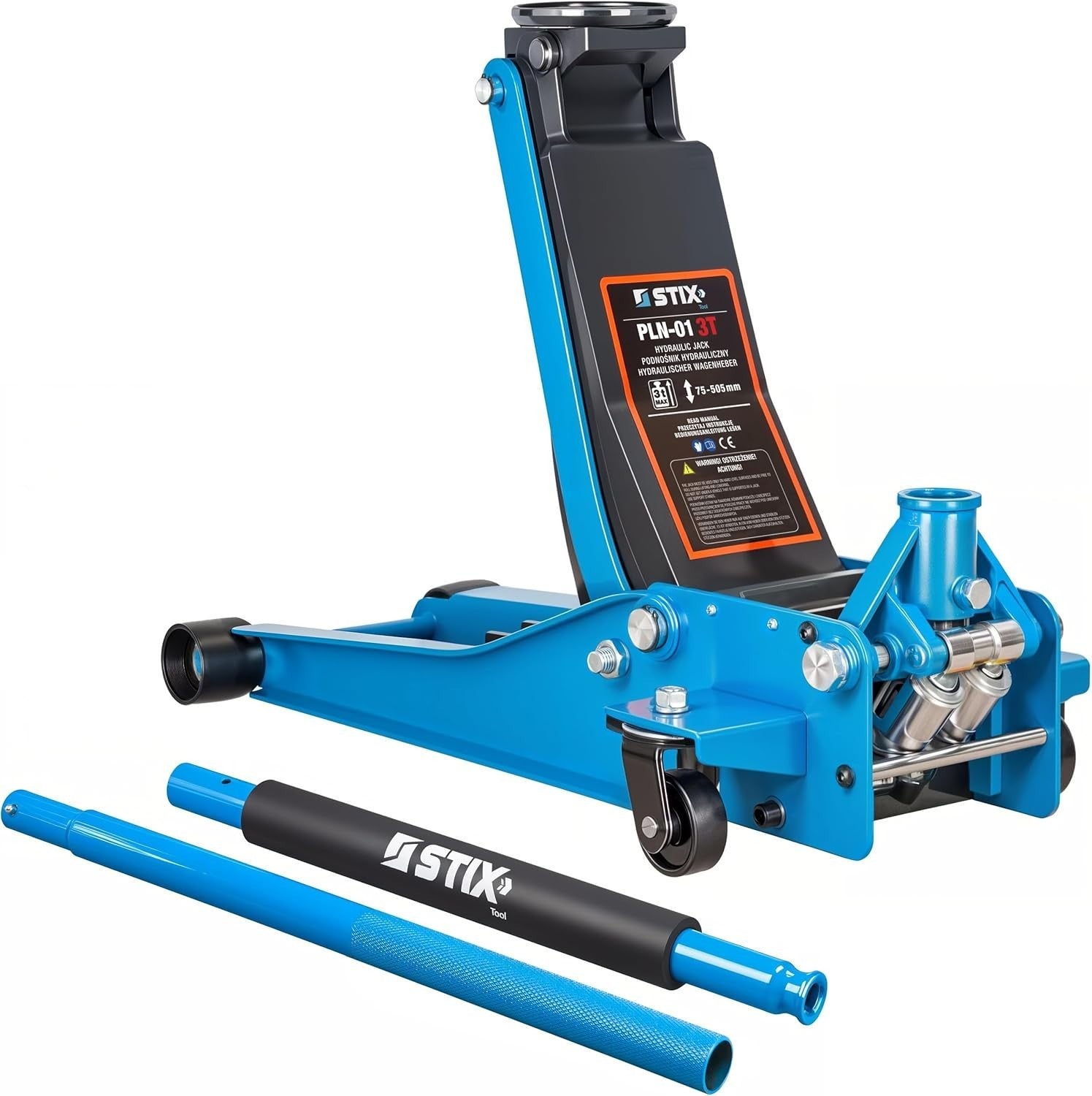 3 Ton Low Profile Trolley Jack Double Piston Quick Lift 75–505mm Heavy Duty