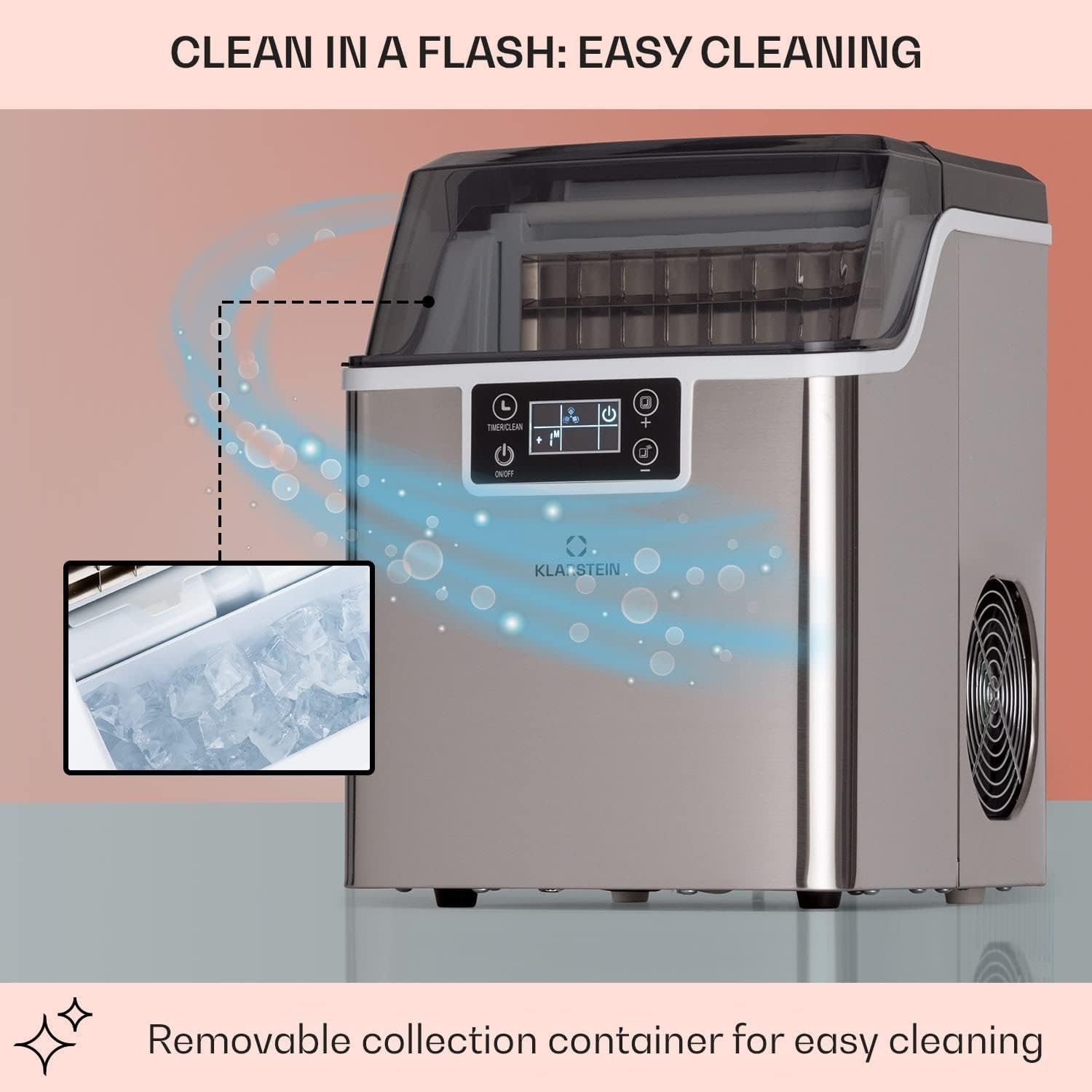 Countertop Ice Maker Fast Bullet Ice 20kg Daily Self Cleaning 3.2L