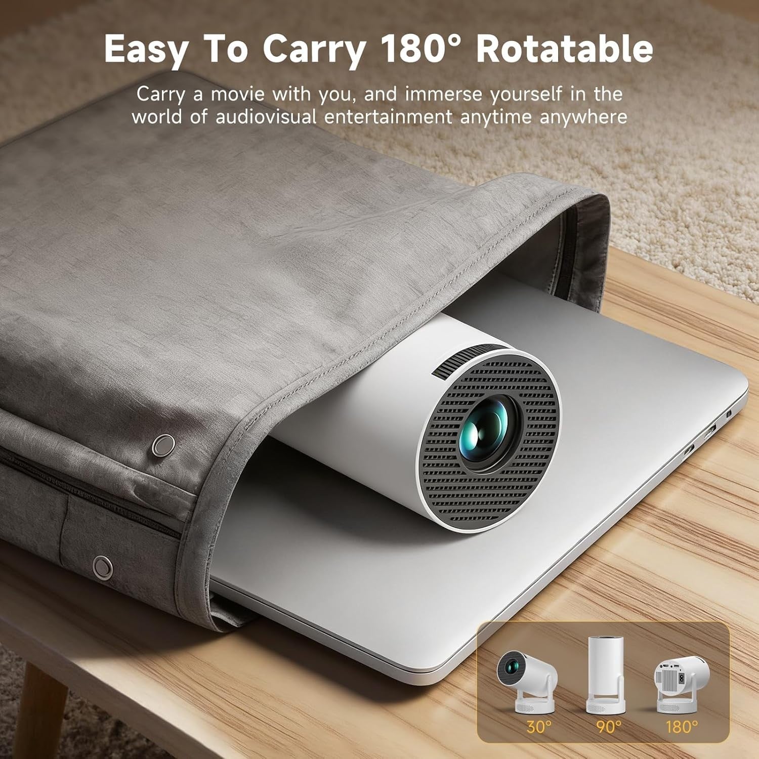 4K Smart Mini Projector Android 12 WiFi 6 Bluetooth Portable