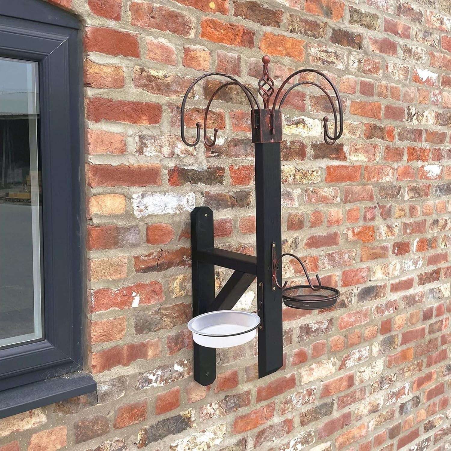 Wall Mounted Bird Feeding Station with Water Bath & Seed Trays Outdoor Garden