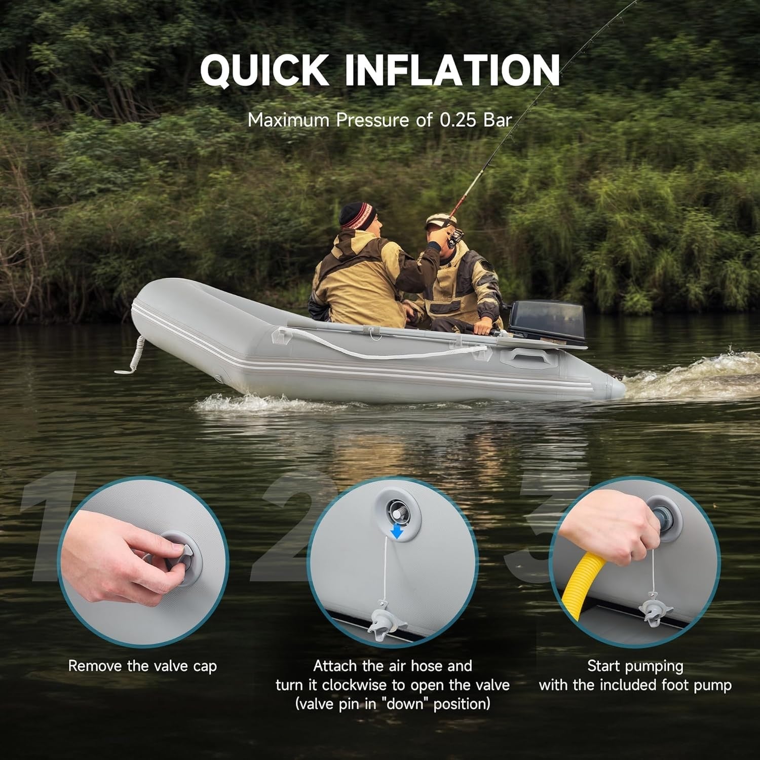 2 Person Inflatable PVC Raft Boat 300kg Fishing Hunting Kayak