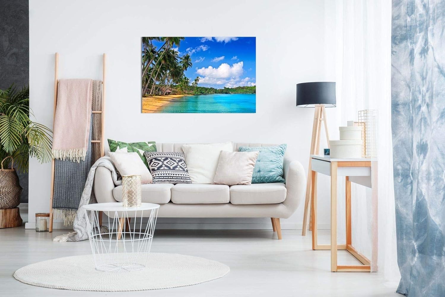 Paradise Tropical Beach Canvas Wall Art Palm Trees Ocean Picture 18x12