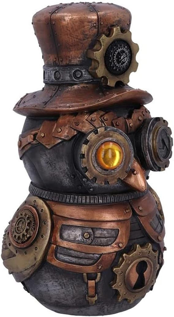 Steampunk Owl Figurine 22.7cm Bronze Resin Ornament Clockwork Top Hat Decor