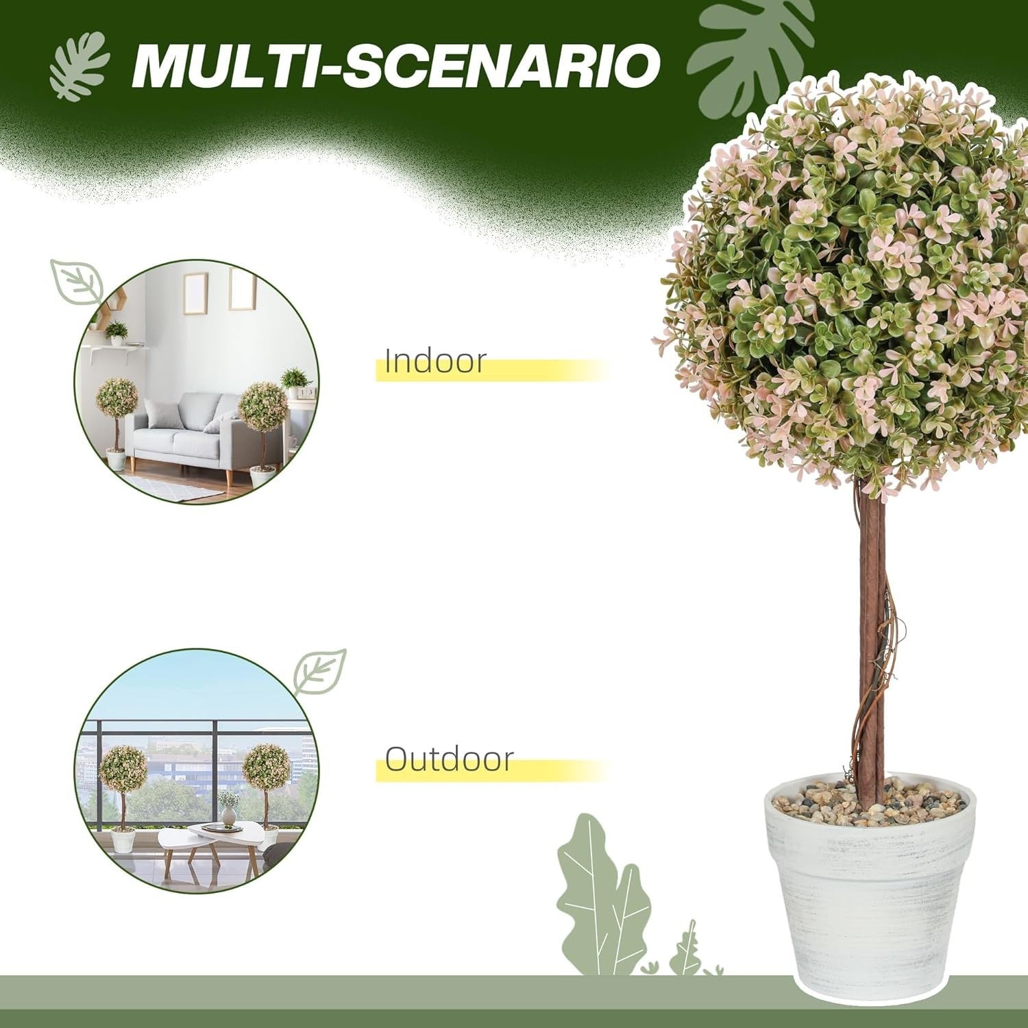 Set of 2 60cm Faux Murraya Plants in Pots Realistic Artificial Flower Home Decor