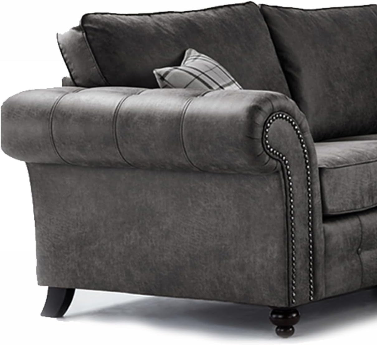 Leather 2C2 Corner Sofa High Back Black 5 Seater Modern L Shape Settee