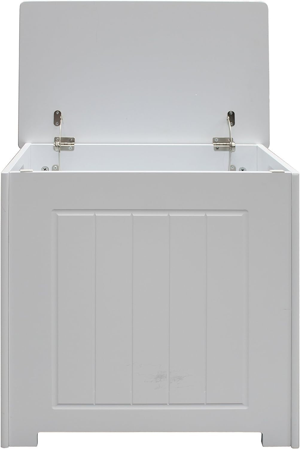 White Wooden Laundry Basket Lid Bathroom Storage Hamper Cabinet