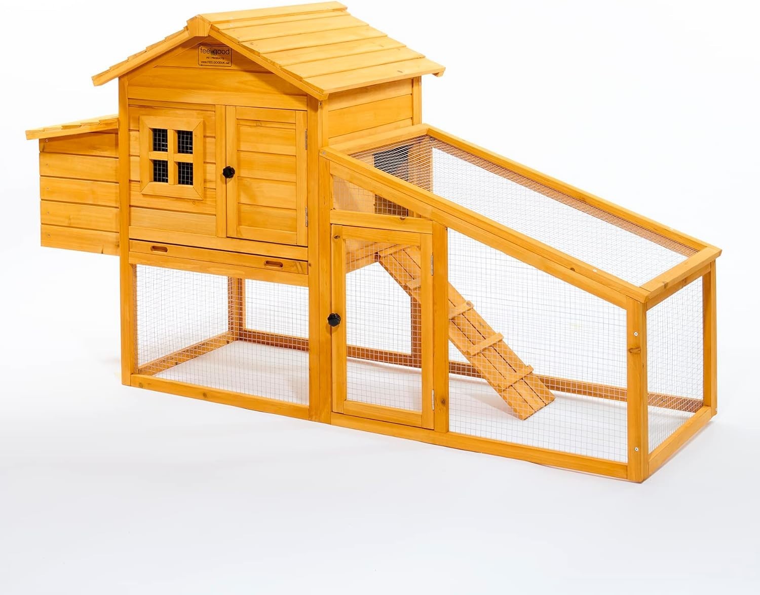 Medium Wooden Chicken Coop with Run Nest Box Slide Out Tray Secure