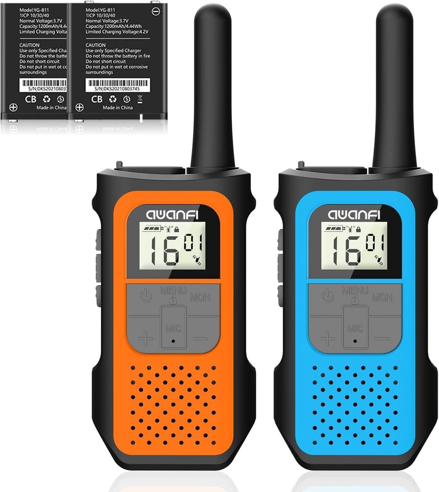 Rechargeable Walkie Talkies 2 Pack Long Range 16CH VOX USB-C Radio