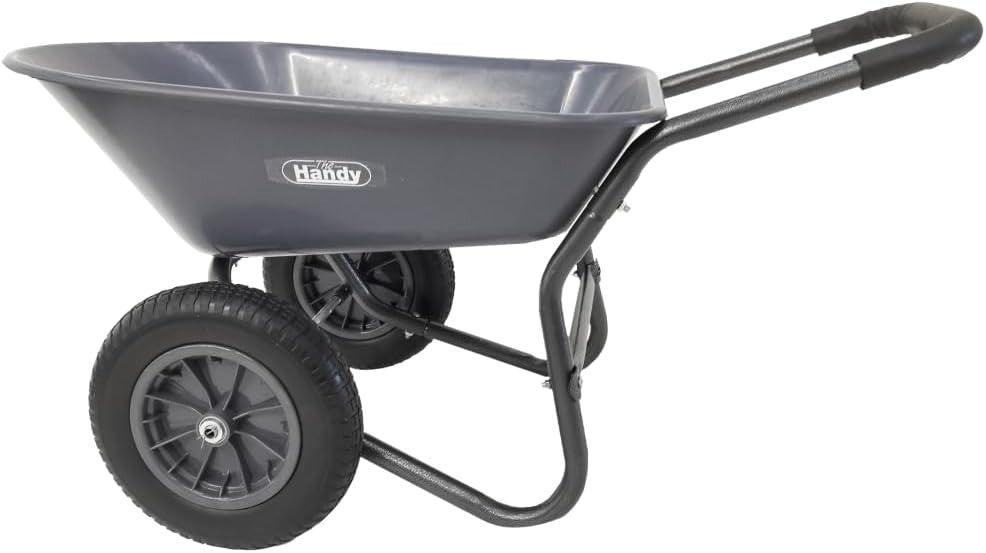 78L 2-Wheel Garden Wheelbarrow Grey – Puncture Proof Tyres Lightweight Poly Body