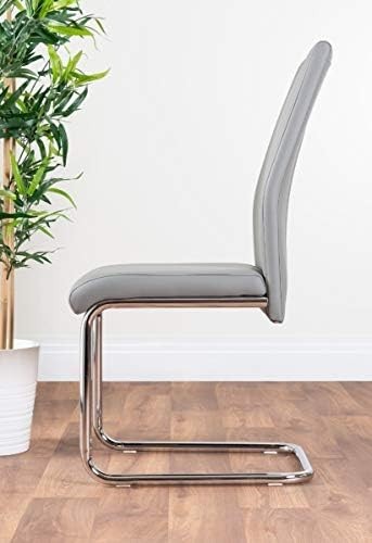 Modern 6-Seater Glass Dining Table Set with Grey Faux Leather Chairs