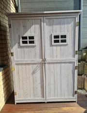 127x50x164cm Wooden Garden Shed Grey Storage Box Outdoor Cabinet