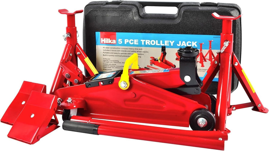 2 Ton Hydraulic Trolley Jack 130–345mm w/ Carry Case Heavy Duty Car Lift Red